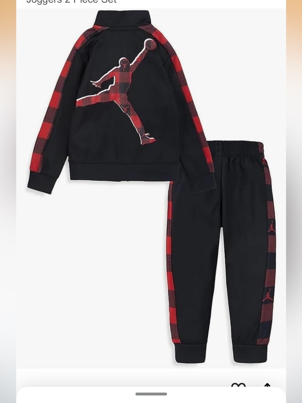 Jordan Black with Red Plaid Jumpman 6-7 yrs Athletic Set